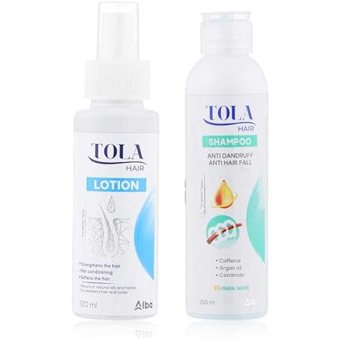 Tola Anti Dandruff & Anti Fall Hair Shampoo 250ml with Tola Hair Lotion 120ml - Image 1